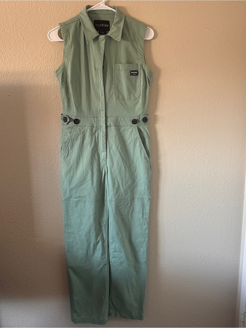 Wildfang The Essential Adjustable Waist Coverall Jumpsuit Sage Green Size XS